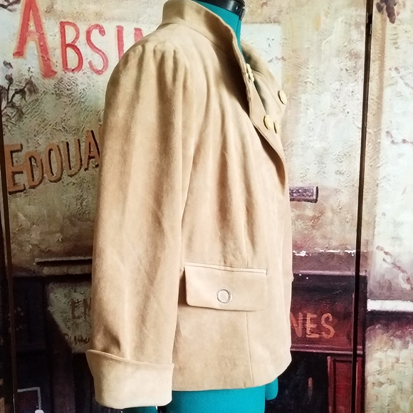 Chico's Black label washable suede tan coat - Picture 4 of 11